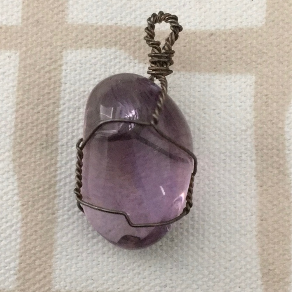 SS Wire Wrapped Amethyst Pendant
